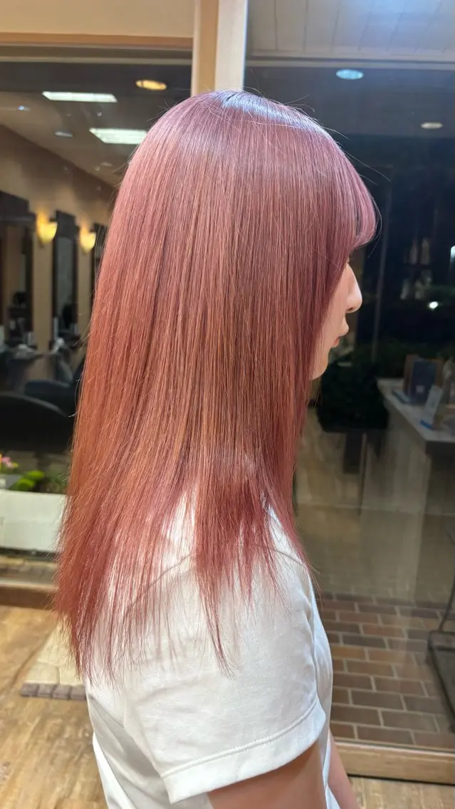 ロング カラー ブリーチ ピンクカラー ヘアカラー トリートメント ブリーチカラー🎀 Himariのヘアスタイル