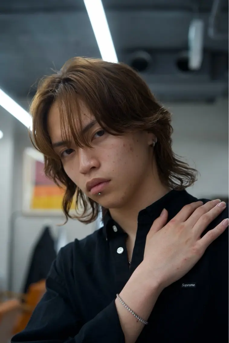 ミディアム ボブ 顔まわりレイヤー 顔周りカット レイヤーカット 渋谷/メンズパーマ/ ミディアム /れにいのヘアスタイル