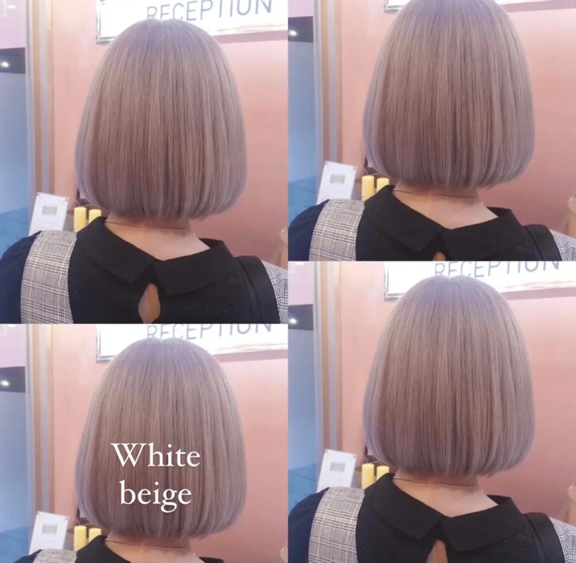 ミディアム カラー ベージュカラー ブリーチ 透明感カラー デザインカラー ホワイトベージュ RIYA❤︎ Aujuaソムリエのヘアスタイル
