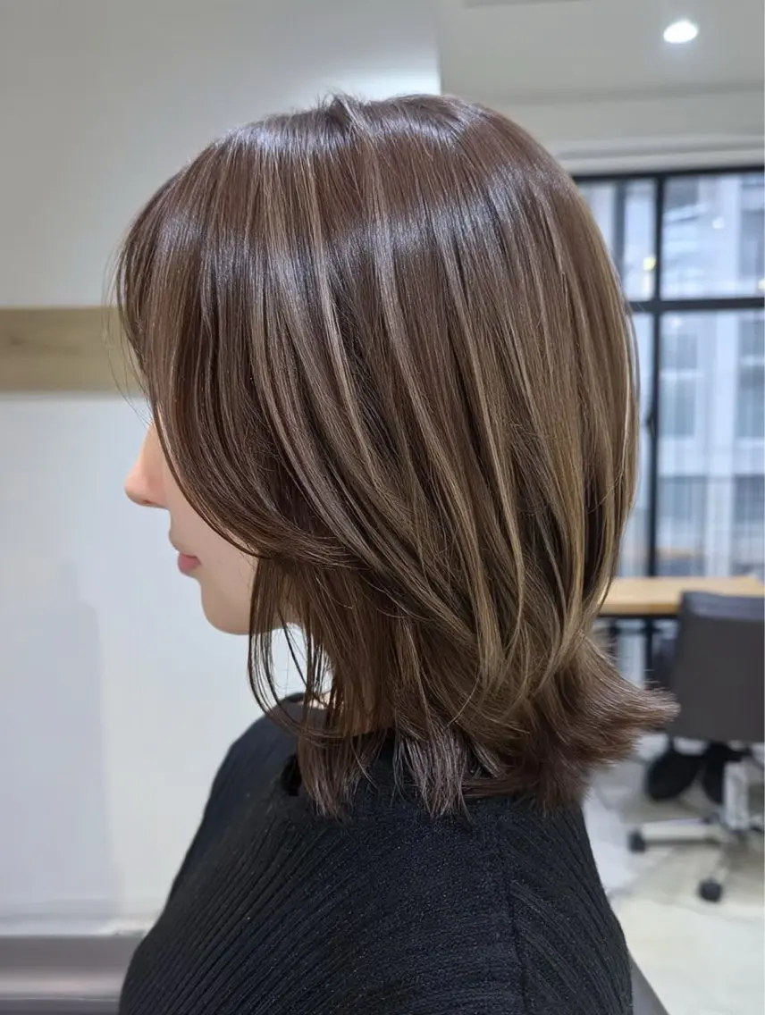 ミディアム カラー ボブ カット ヘアカラー 【名古屋】ボブ/透明 感カラー/ちぇりーのヘアスタイル