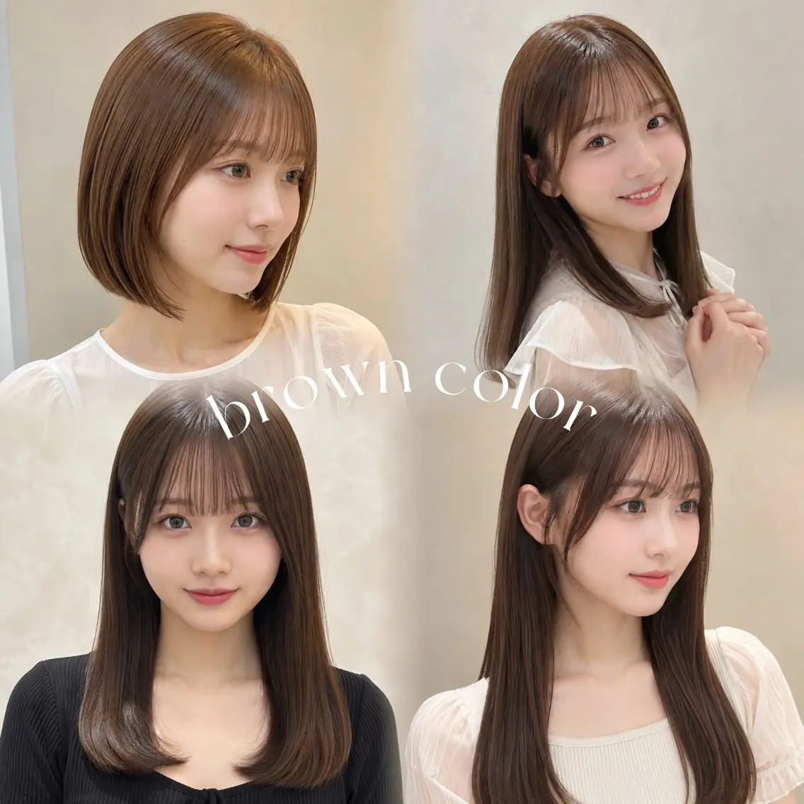 セミロング チョコレートブラウン ヘアカラー 推し活アレンジ🎀 艶カラー￤nanoのヘアスタイル