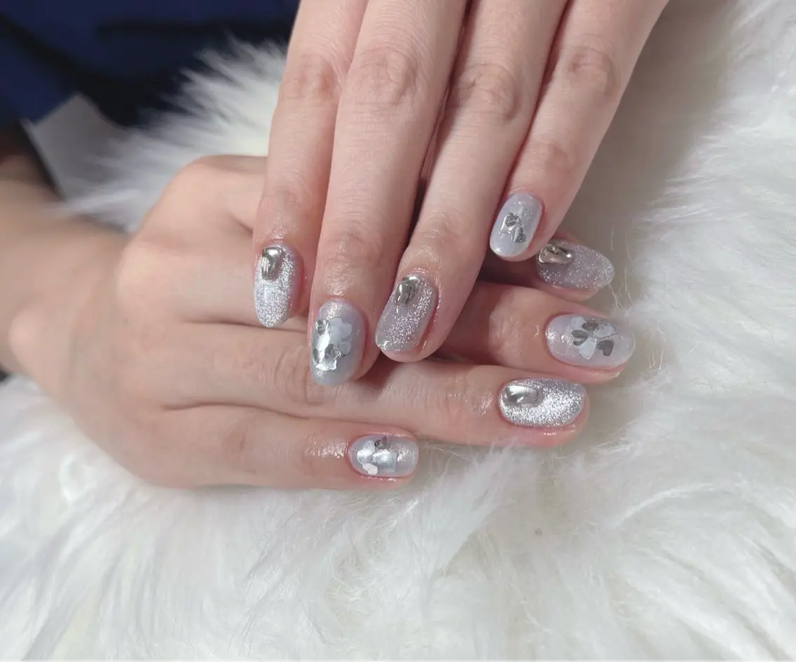 ネイル ブルー ハンドネイル R@nail🫧町田 🫧らんのネイルデザイン