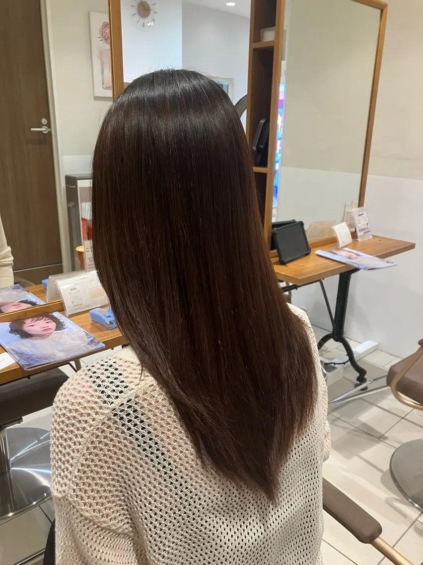 パーマ 縮毛矯正 韓国風レイヤー& 透明感カラー✨のヘアスタイル