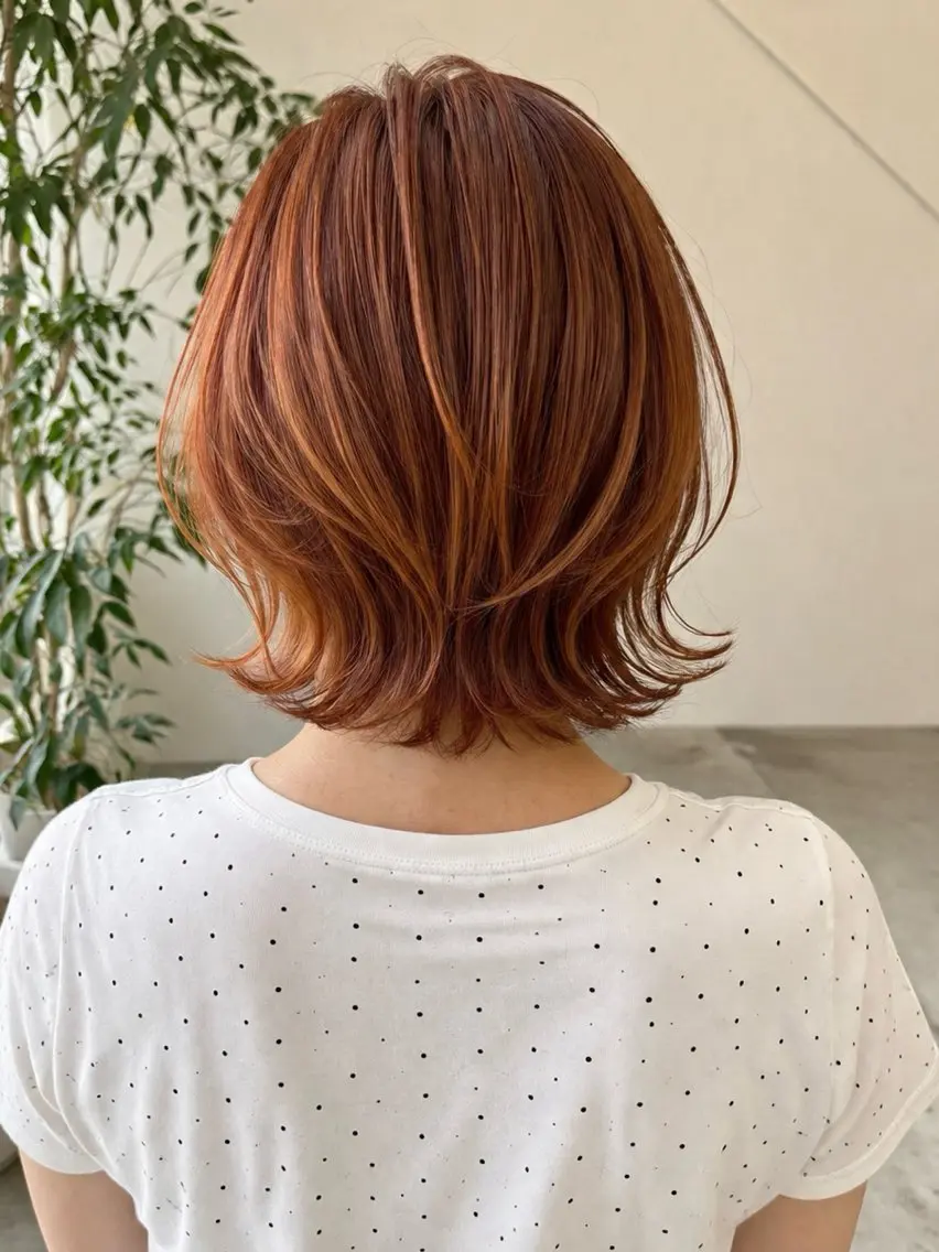 ミディアム カット ヘアカラー トリートメント 角岡 真帆/ボブ/髪質改善のヘアスタイル