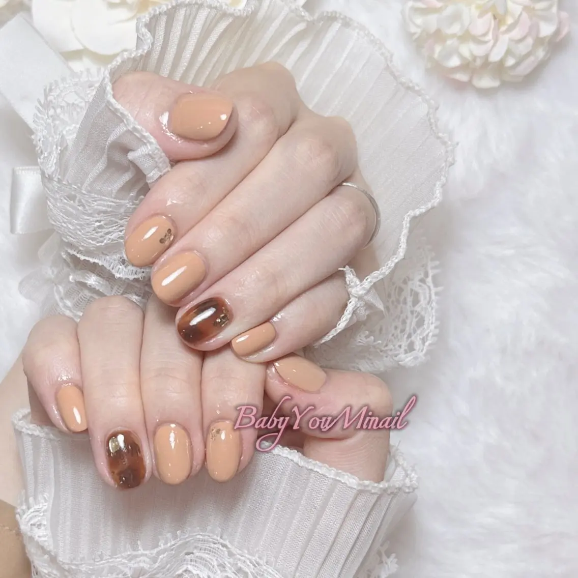 ネイル オーロラネイル チークネイル 成人式 フットネイル フレンチネイル ハンドネイル ハンドケア BabyYouMi nailのネイルデザイン