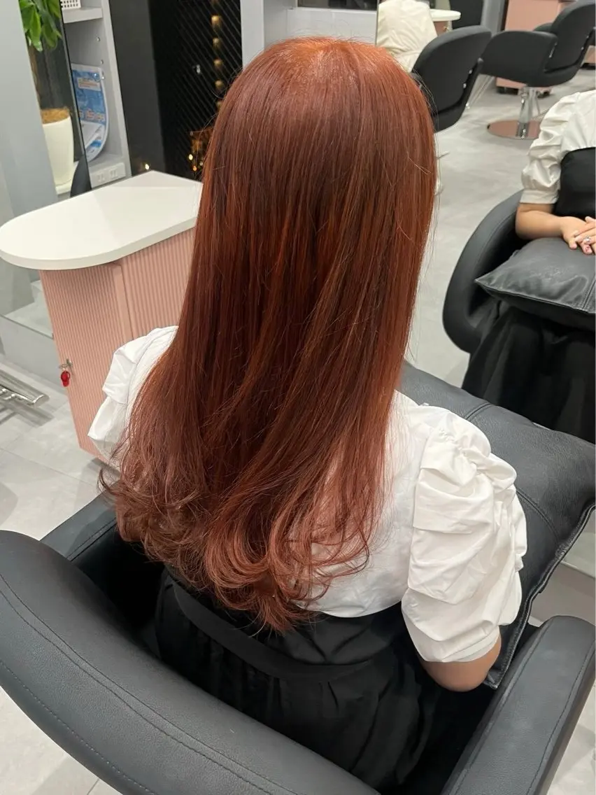 ロング カラー オレンジ 透明感カラー🫧 しゅうと/心斎橋のヘアスタイル