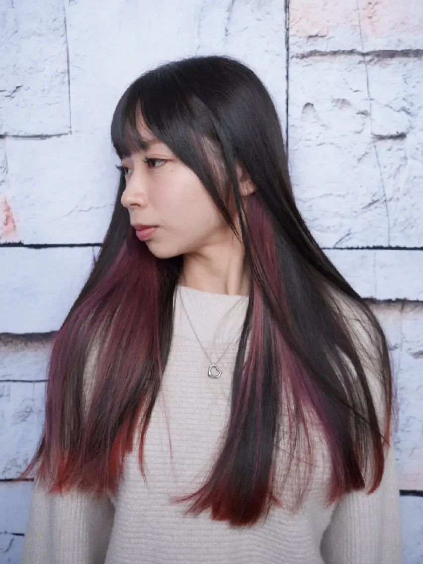 ロング カラー ブリーチ イヤリングカラー インナーカラー 松尾 泰伸のヘアスタイル