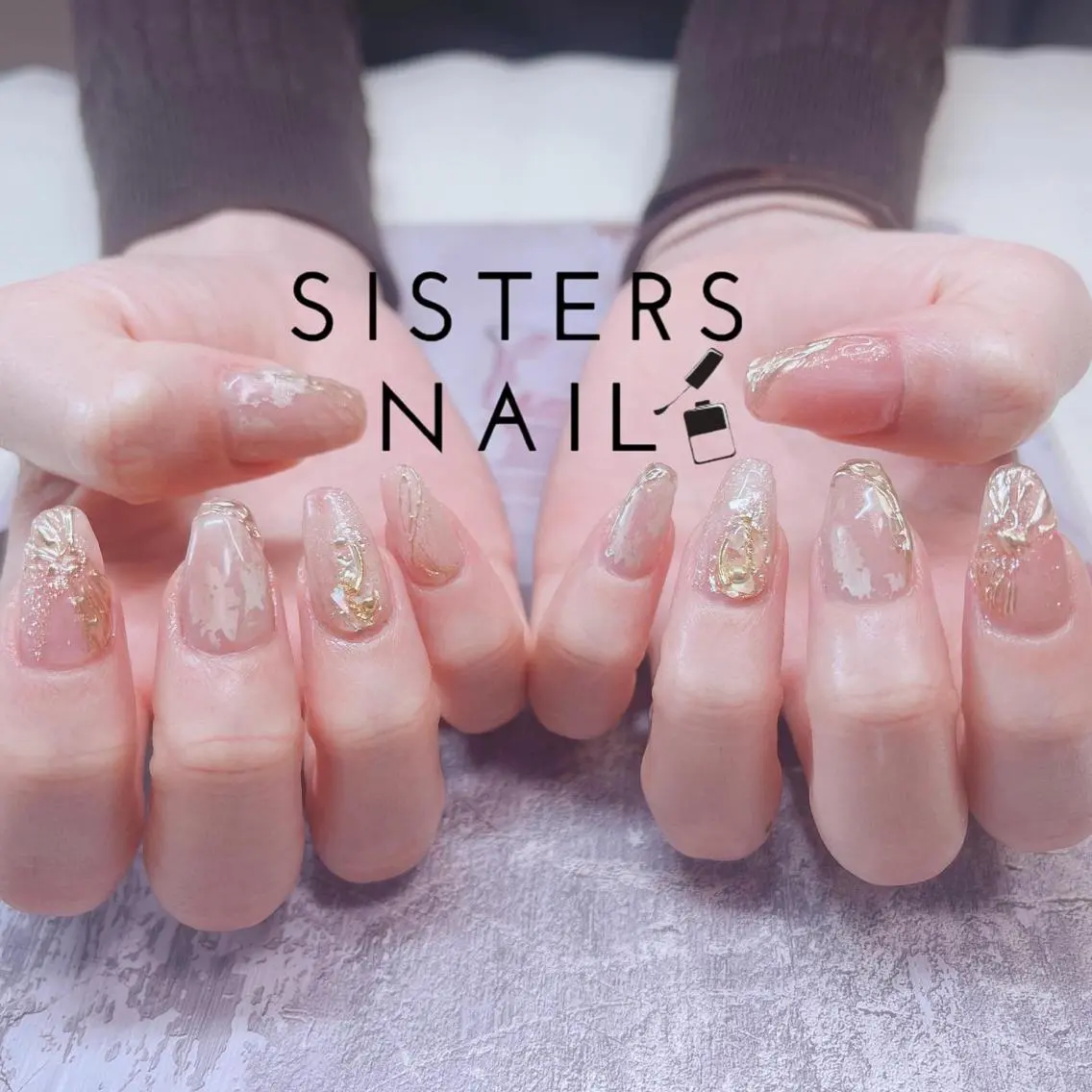 ネイル アートネイル フレンチネイル 卒業式 ミラーネイル ニュアンスネイル sisters nail.fのネイルデザイン