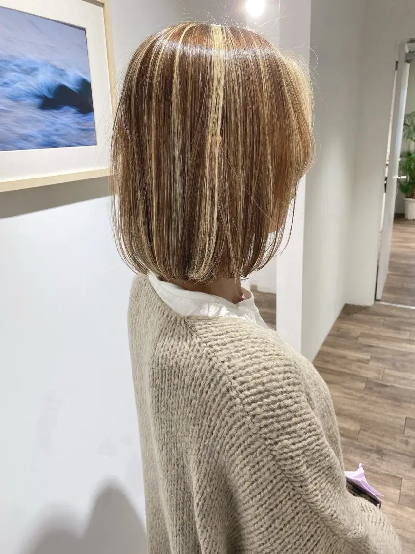 ミディアム カラー ヘアカラー トリートメント ハイライト⭐️上野 高広のヘアスタイル