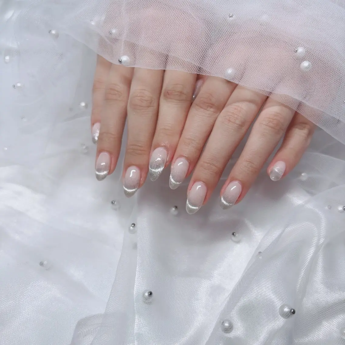 ネイル フレンチネイル マグネットネイル マグネットフレンチ ハンドネイル 京橋/ Lance nail Minaのネイルデザイン