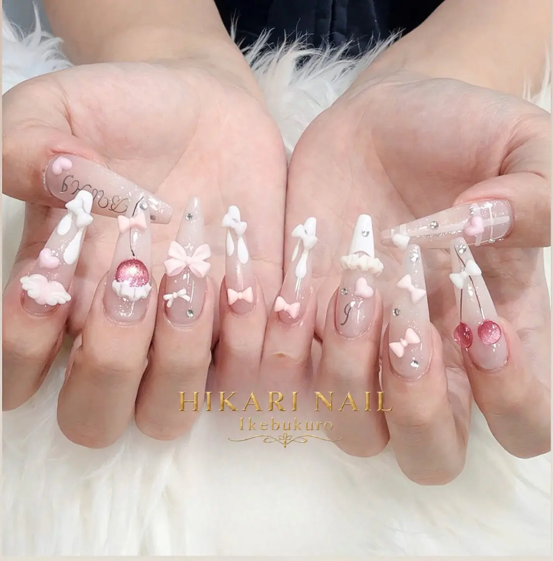 ネイル チークネイル 長さ出し フレンチネイル ガーリー ハロウィン ハンドネイル HikariNail Ikebukuroのネイルデザイン