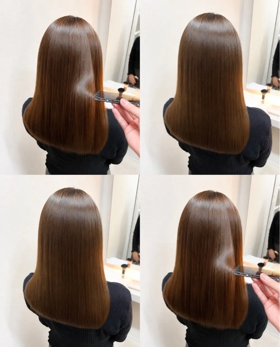 セミロング カット 縮毛矯正 トリートメント オイカワ /個室/髪質改善のヘアスタイル
