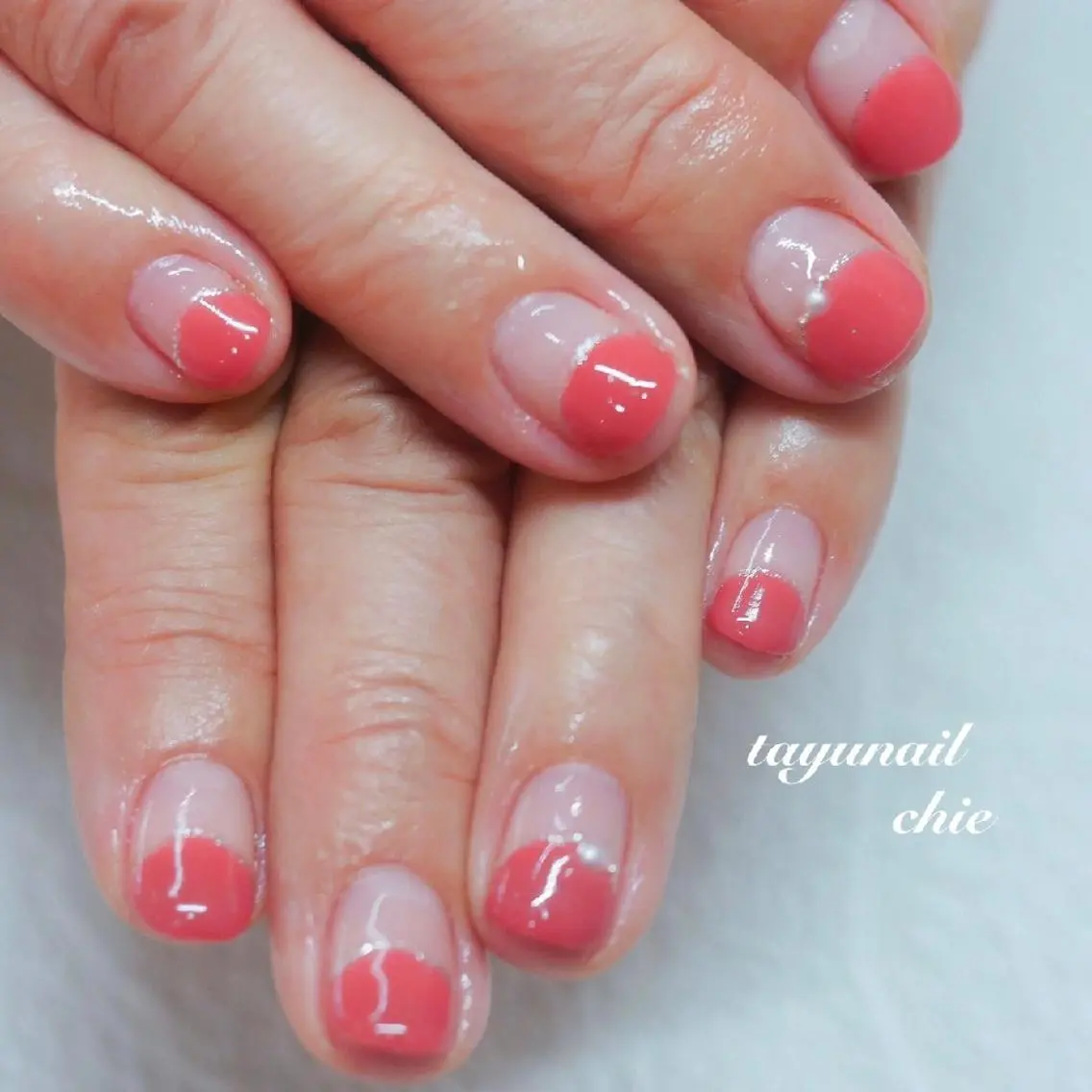 ネイル ブルー フレンチネイル ジェルネイル パラジェル ネイルサロン 【たゆnail】のネイルデザイン