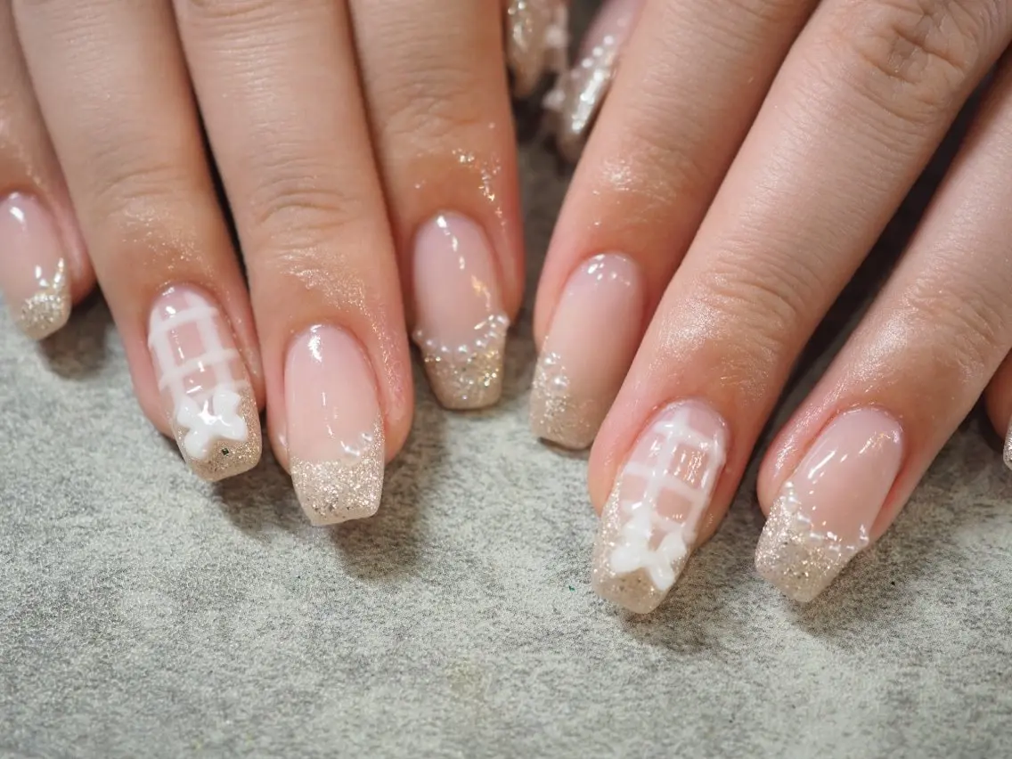 ネイル ガーリー リボン glaNje shioriのネイルデザイン