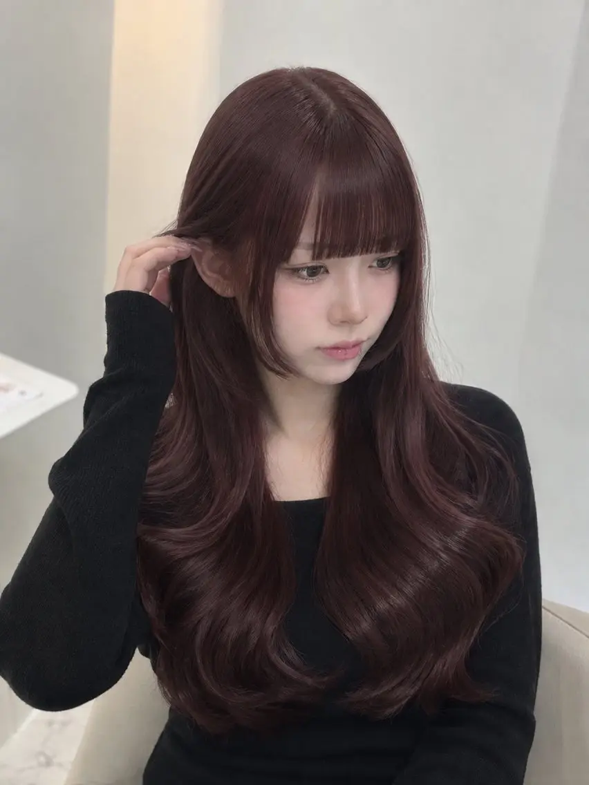 ロング カラー 縮毛矯正 トリートメント naho💚 カットモデル✂️.⋆のヘアスタイル