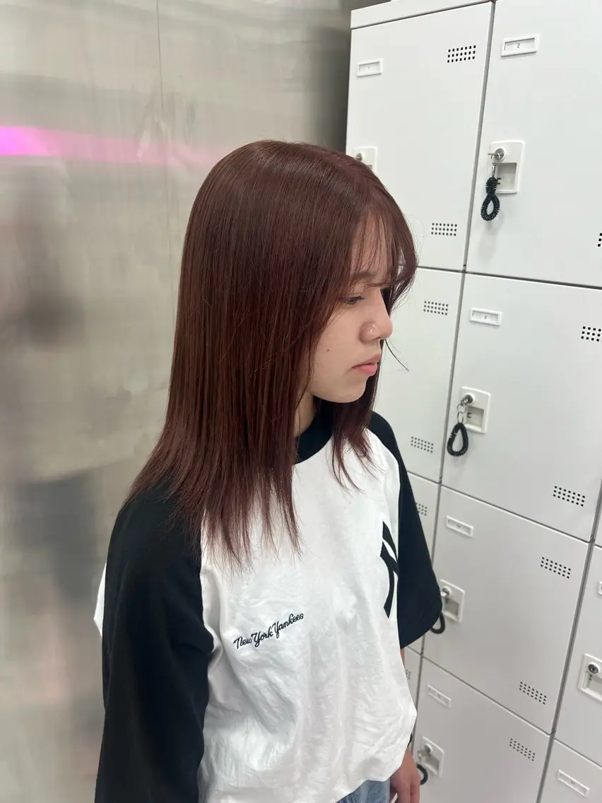 ミディアム カラー 💖似合わせカラー レイヤー💖縮毛矯正のヘアスタイル