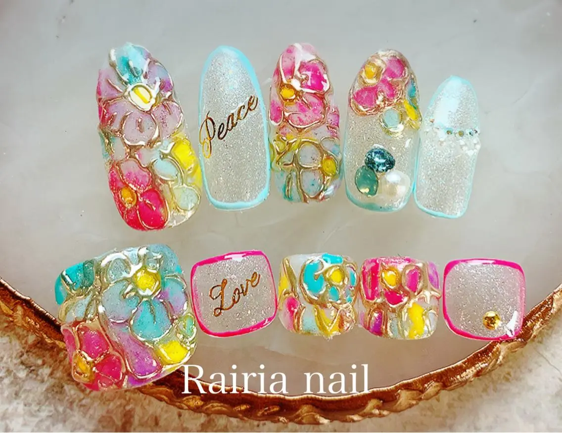 ネイル アートネイル フットネイル ジェルネイル パラジェル Rairia nail本八幡店のネイルデザイン