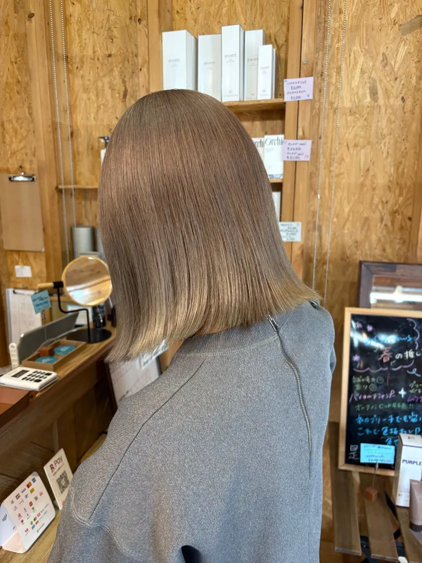 カラー ヘアカラー まろみ暖色×ボブ ×chia🕯のヘアスタイル