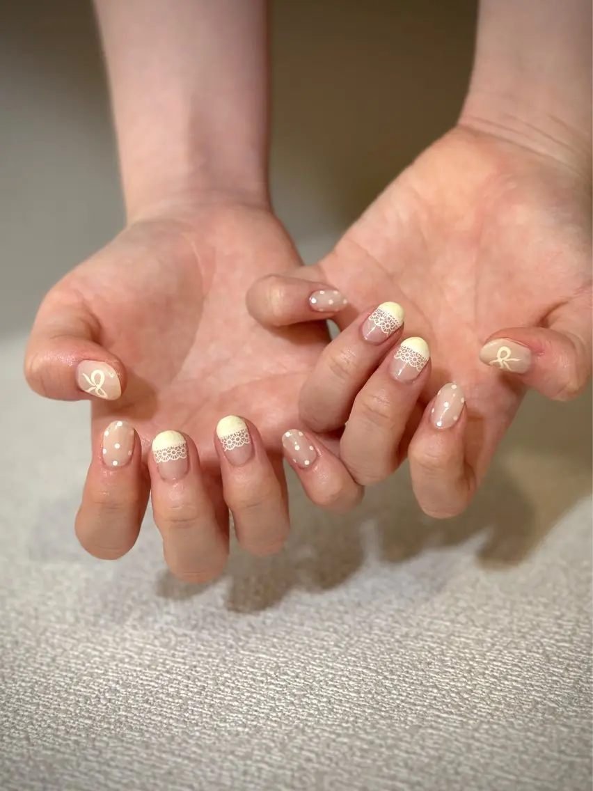 ネイル レース ショートネイル ハンドネイル private. nailsalonのネイルデザイン