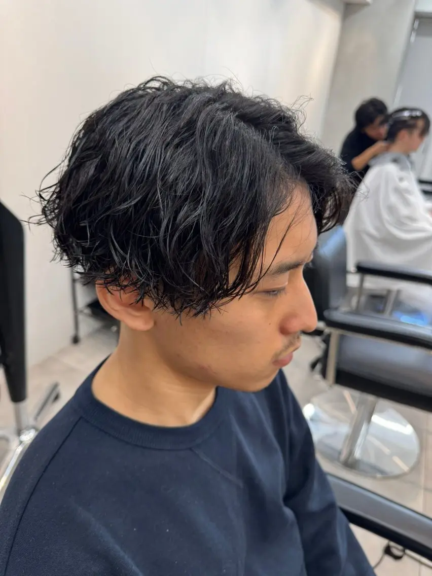 パーマ メンズ センターパート カット パーマ 大宮メンズ特化/パー マ職人/小川藍人のヘアスタイル