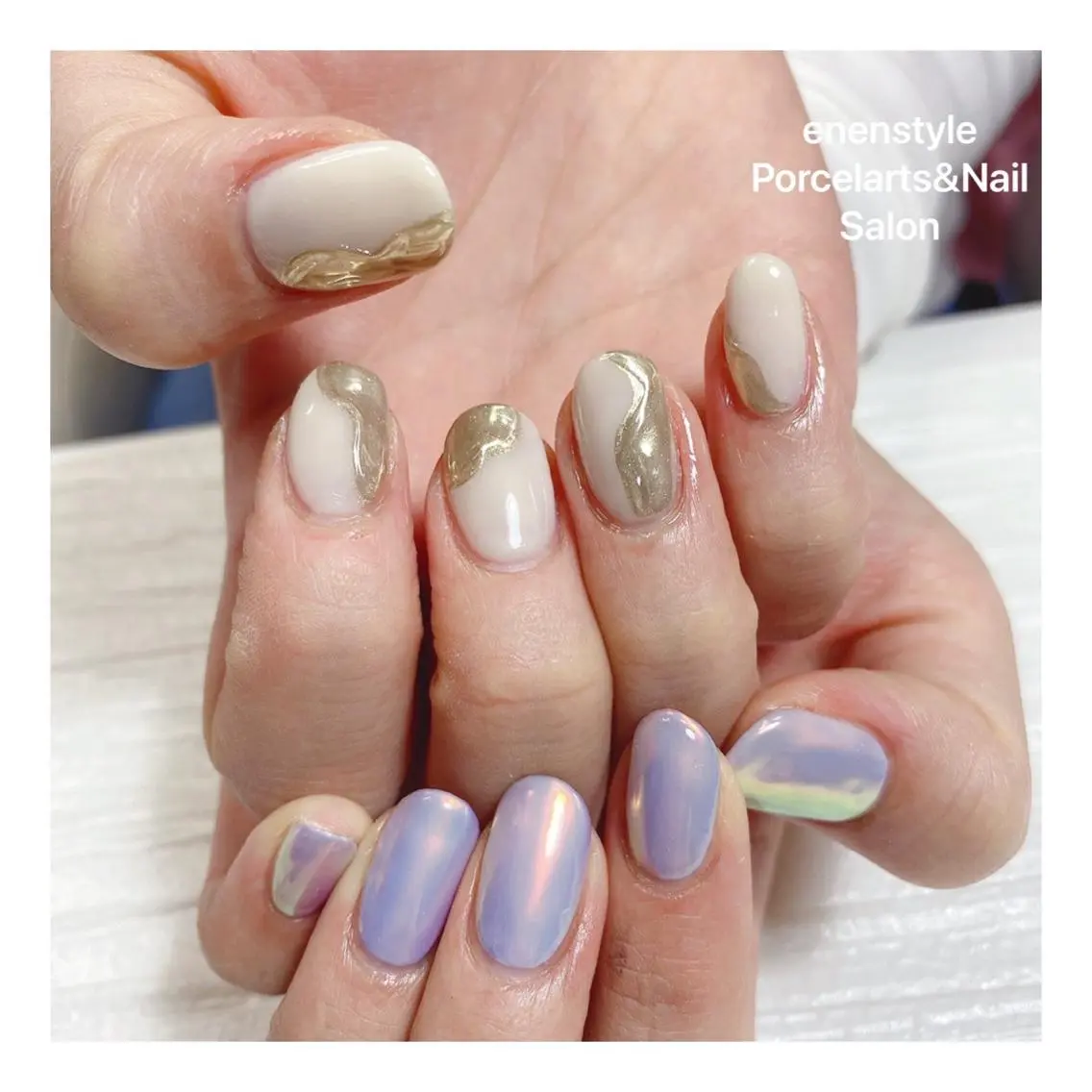 ミディアム ネイル ハンドネイル 🐾enen style 🐾のネイルデザイン