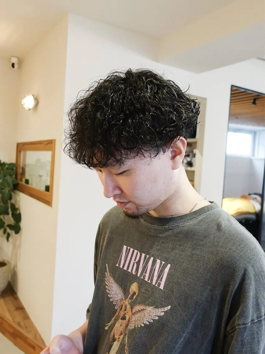 ショート パーマ メンズ カット パーマ ヘッドスパ 栄/メンズカット/ 二村 洸太朗のヘアスタイル