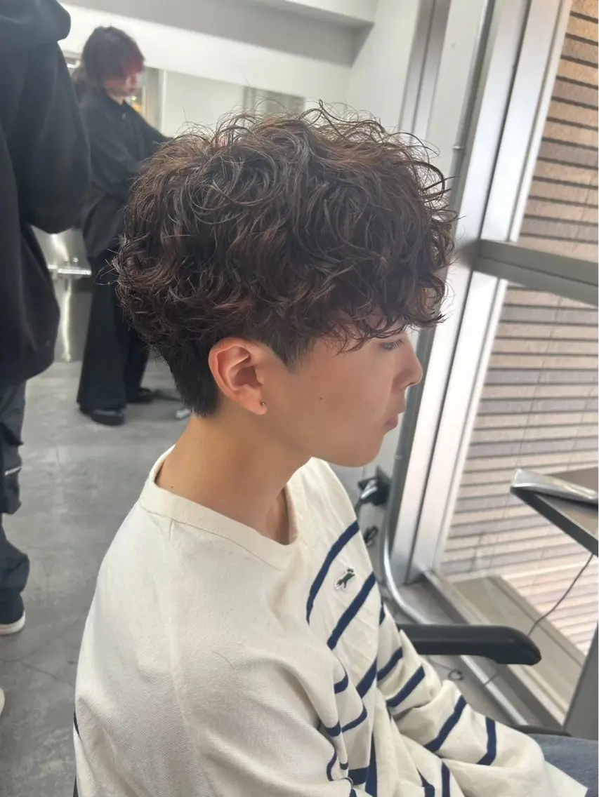 ミディアム カラー パーマ メンズ カット ヘアセット 🔥最強メンズ特化/ パーマの達人🔥風見のヘアスタイル