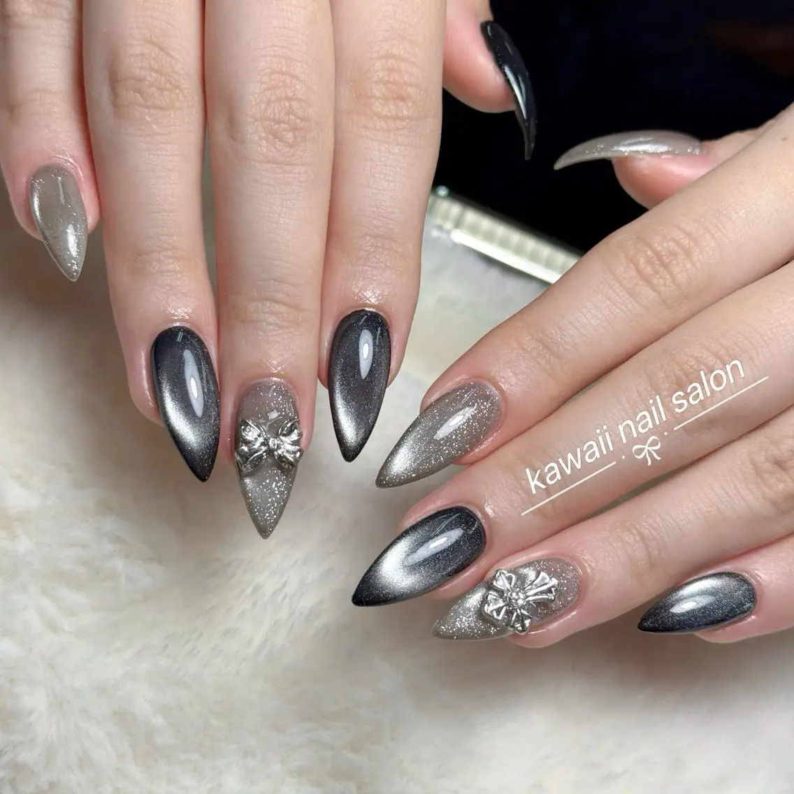 ネイル アニマル柄 長さ出し フレンチネイル グラデーション キラキラネイル Kawaii Nail Salonのネイルデザイン
