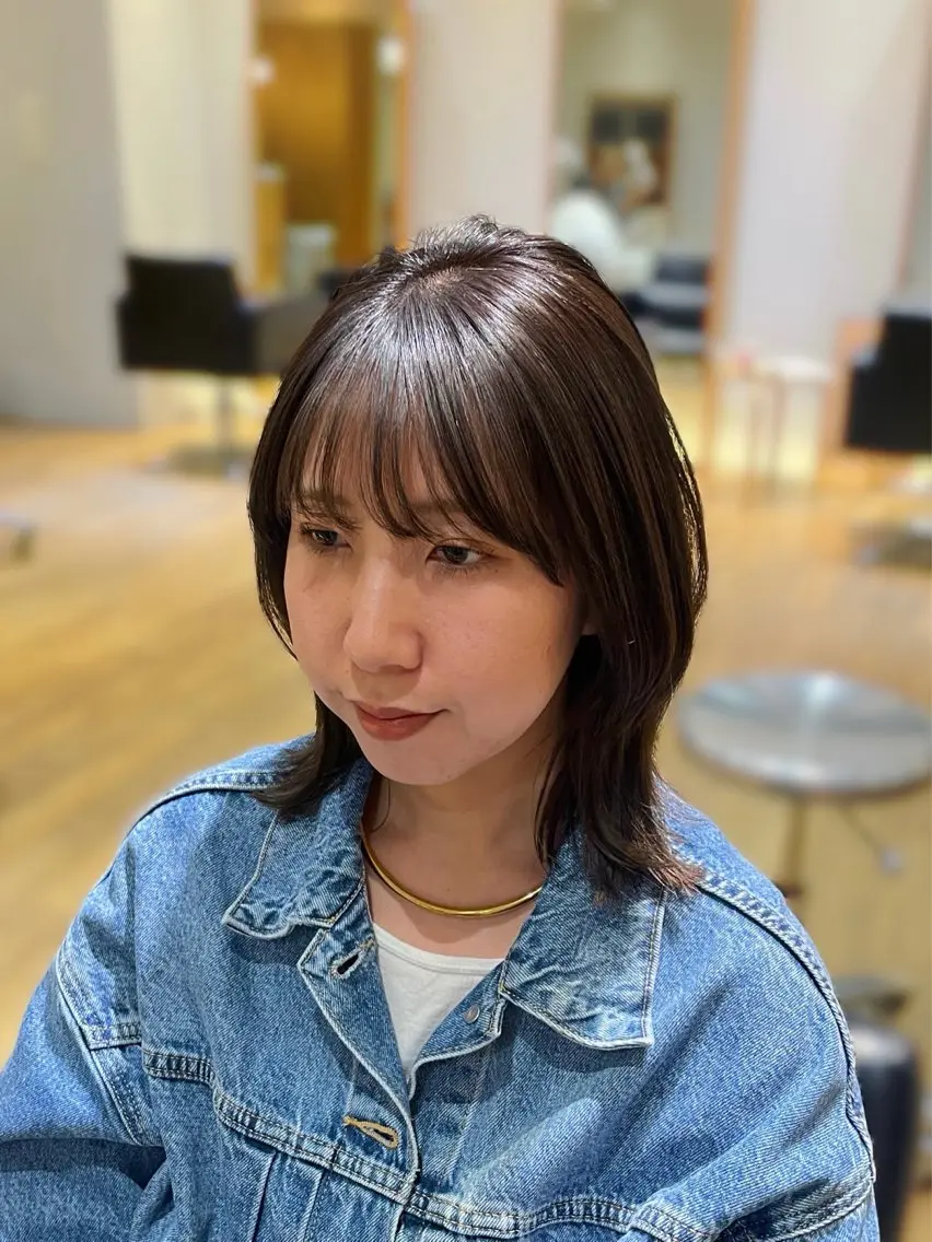 ミディアム カラー パーマ くびれヘア 小顔カット 縮毛矯正 カット ヘアカラー 縮毛矯正 縮毛矯正/レイヤー 🌙児玉光瑠のヘアスタイル