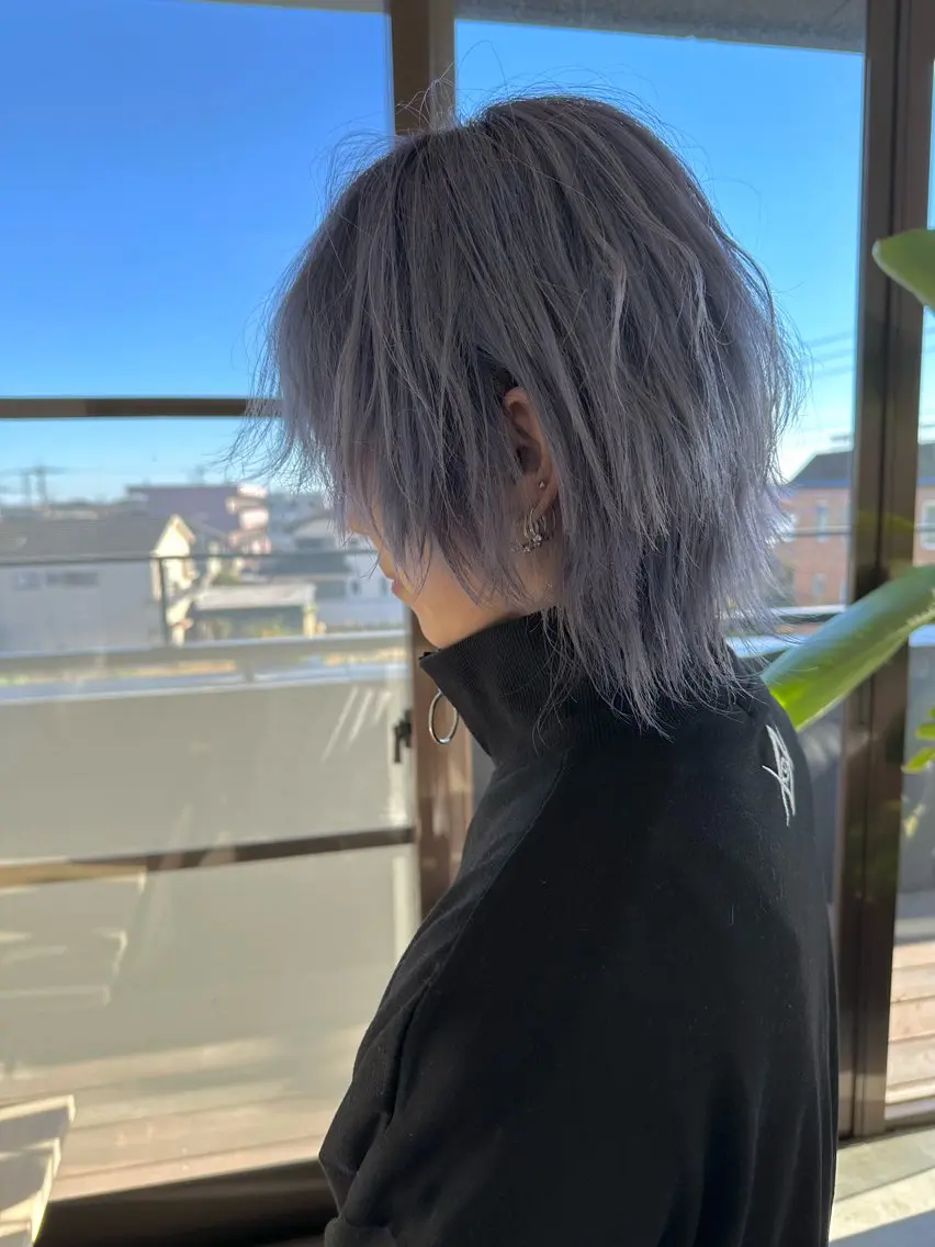 ミディアム カラー ブルーカラー ヘアカラー トリートメント 韓国ハッシュカット/ レイヤー/常角友野のヘアスタイル