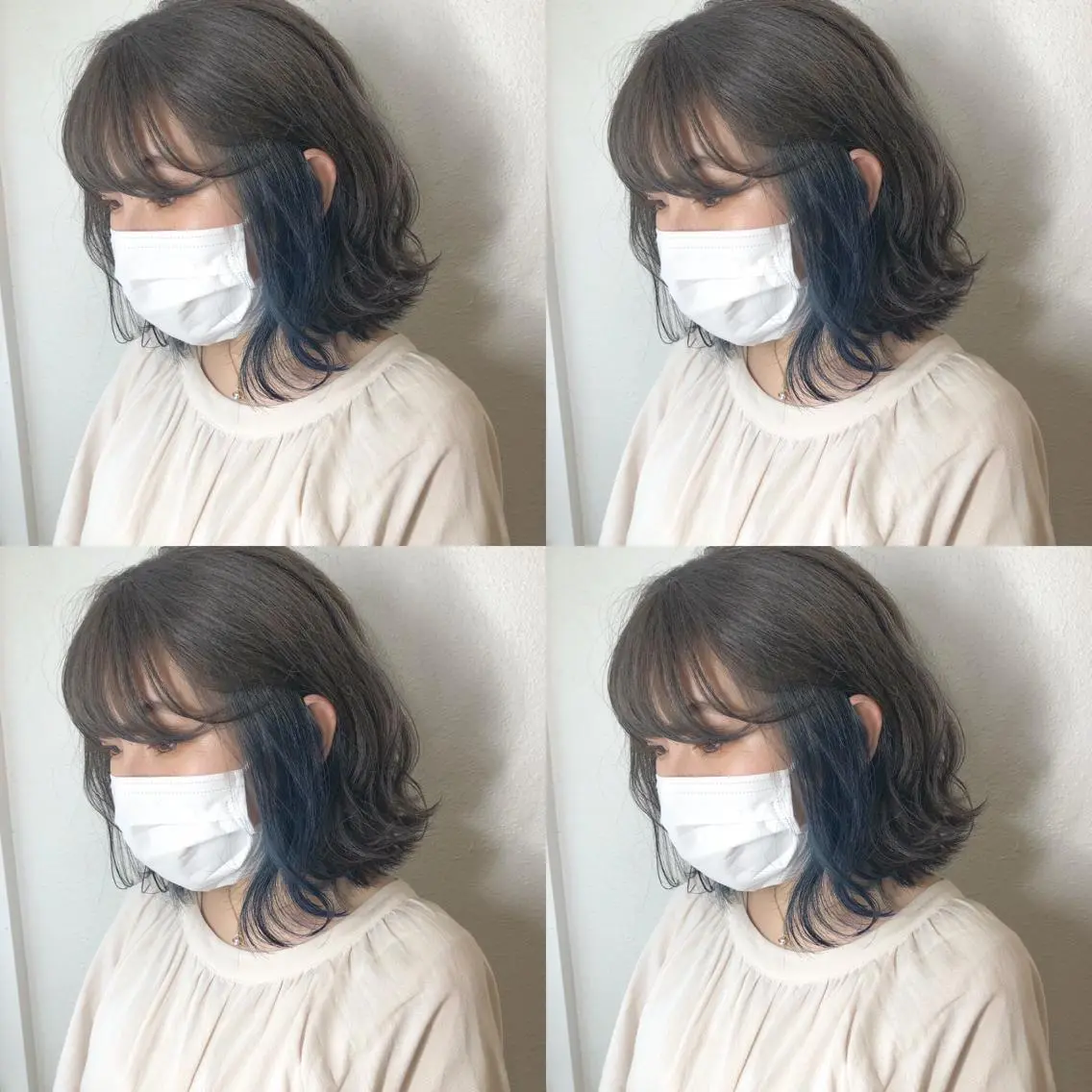 セミロング カラー ブリーチ ブルーカラー シルバー あさだ しゅうたろうのヘアスタイル