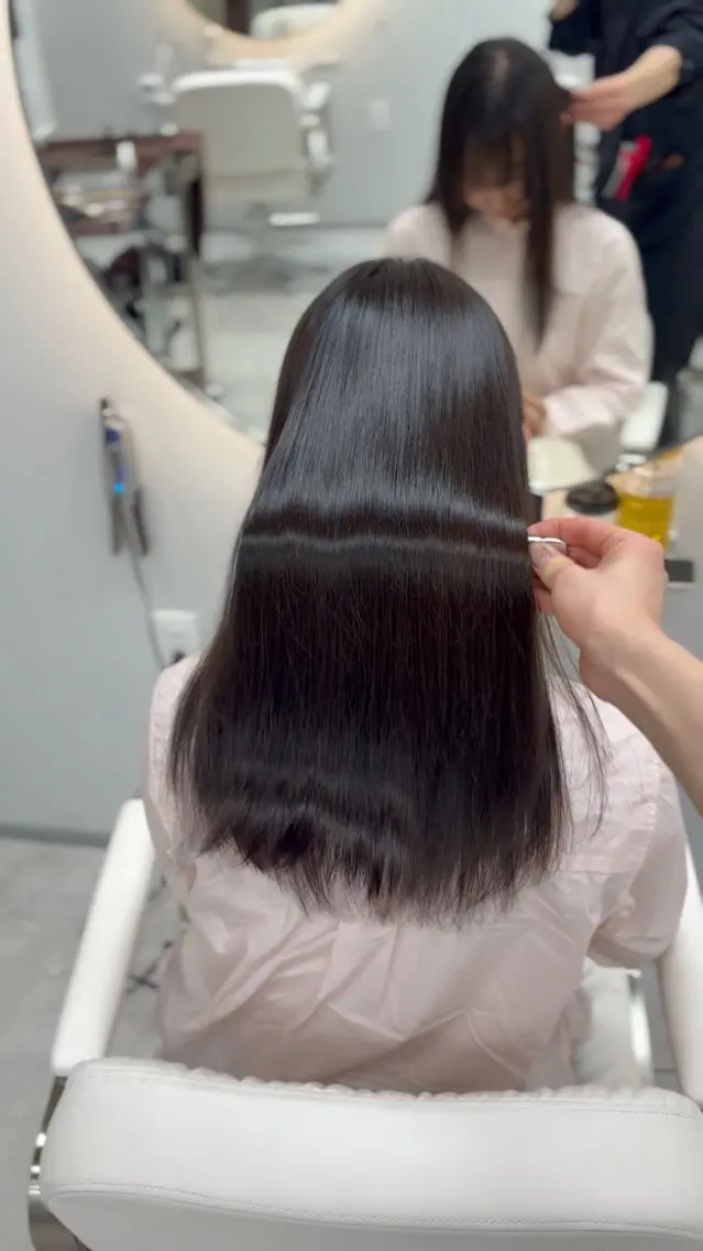 セミロング 縮毛矯正 トリートメント 美髪縮毛矯正／ツヤ 髪カラー🫧つばさのヘアスタイル