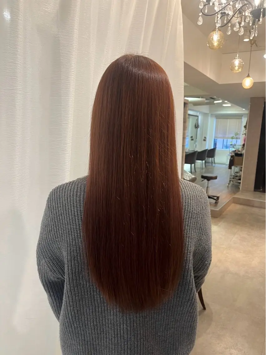 ロング オレンジブラウン ヘアカラー Flower🌼藤田 陽華のヘアスタイル