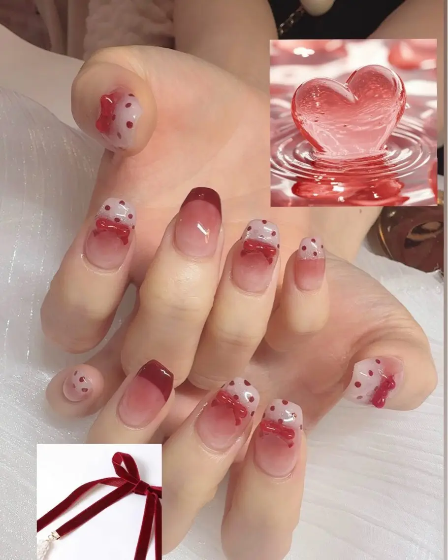 ネイル ドット フレンチネイル teddybear nailsのネイルデザイン