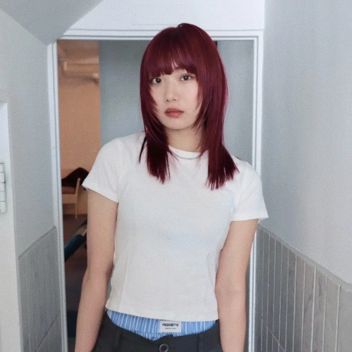 ミディアム カラー ブリーチ ダブルカラー ブリーチなしカラー レッドカラー スギヤマ ショウゴのヘアスタイル