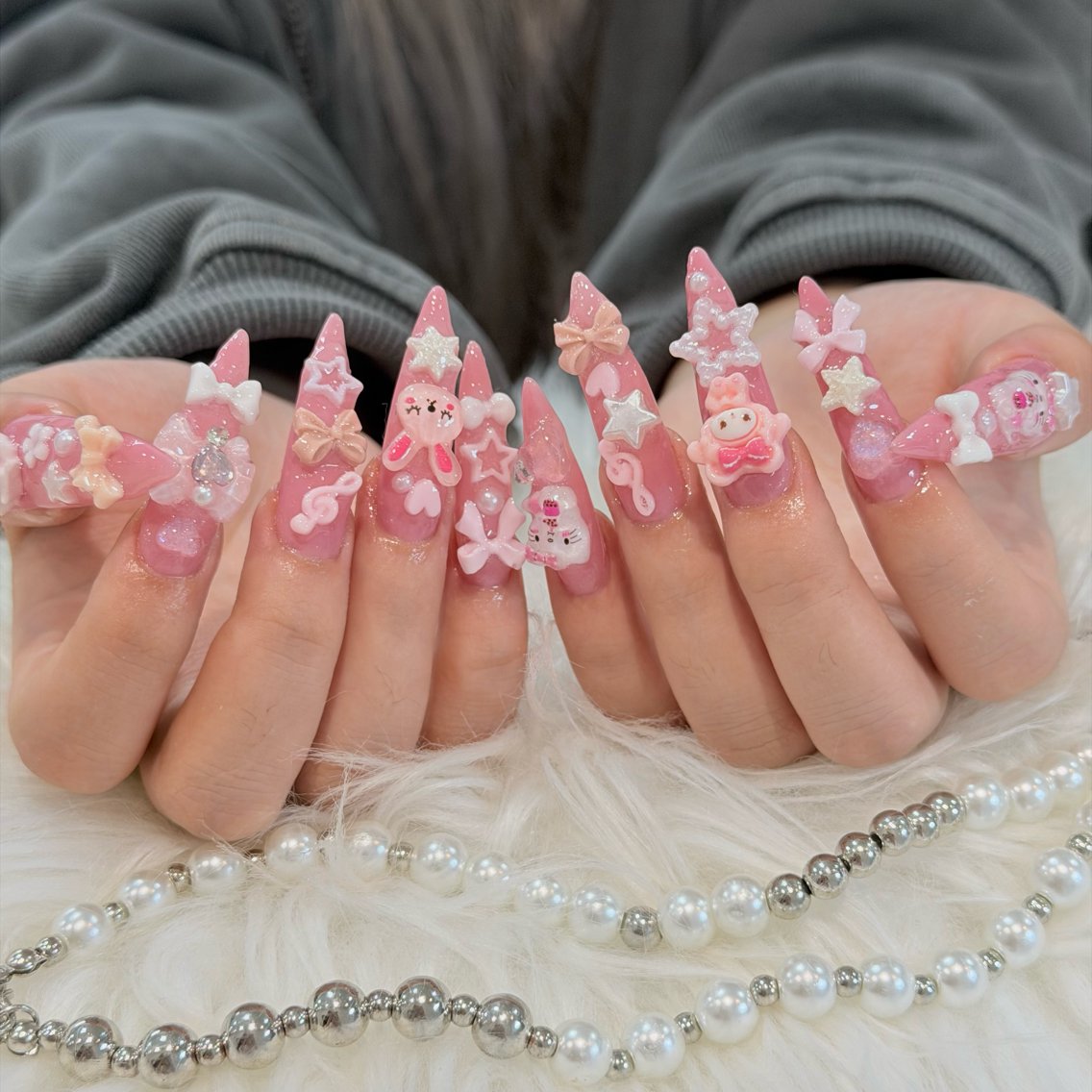 ネイル 韓国ネイル ロングネイル シンプルネイル スーパーロングネイル Luci Nail Shinokuboのネイルデザイン
