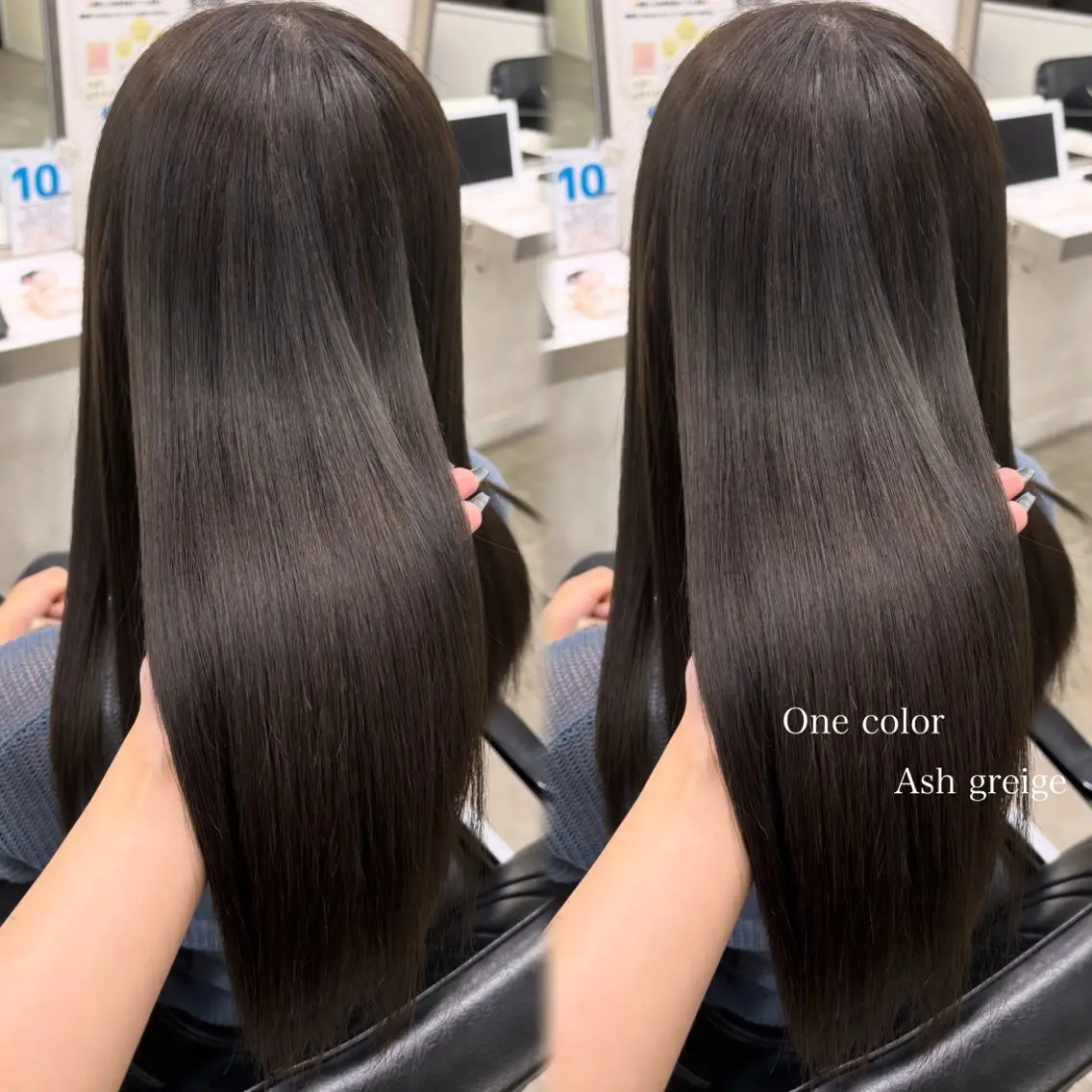 ロング カラー アッシュ アッシュグレー アッシュグレージュ グレージュ カット ヘアカラー 韓国ヘア🇰🇷 HINAのマツエク・マツパデザイン