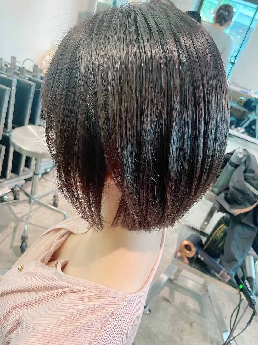 ショート ボブレイヤー ボブ レイヤーカット 縮毛矯正 mitchy モデル様募集中♪のヘアスタイル