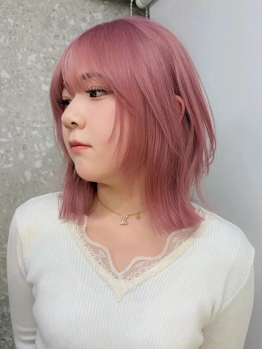 ショート カラー ボブレイヤー ベージュカラー ブリーチ ハイトーンカラー ピンクカラー ヘアカラー トリートメント 失敗しないハイトーン ✨ミルクティー/ミワのヘアスタイル