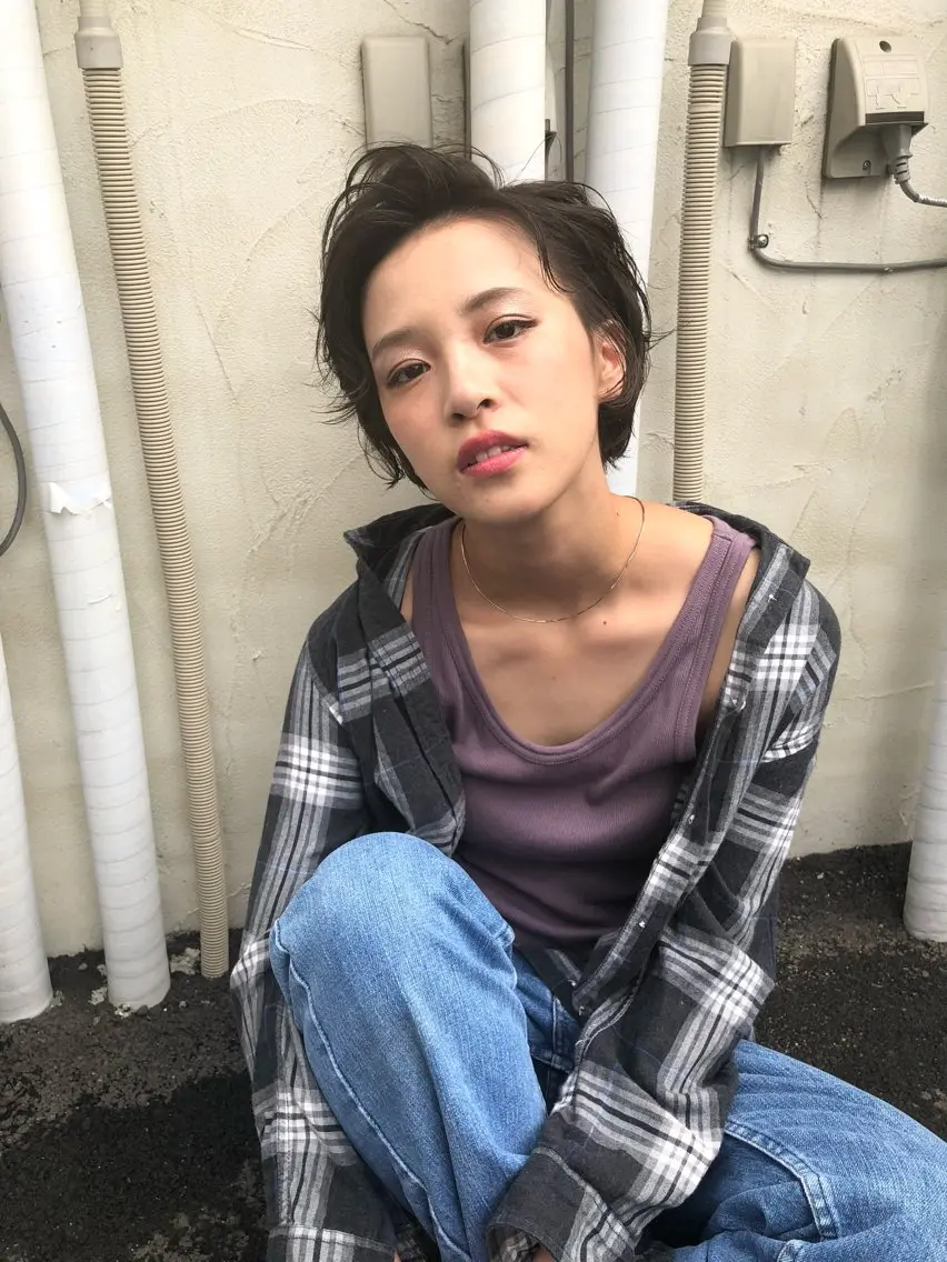 ショート カラー カット ヘアカラー イメチェン美容師⭕️ 富永健太のヘアスタイル