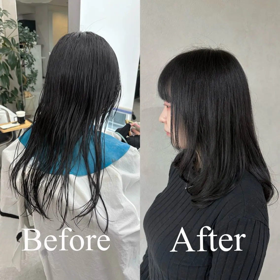 セミロング カラー 黒髪 レイヤーカット カット ヘアカラー トリートメント ショート/ボブ/ 透明感カラー🌿神永のヘアスタイル