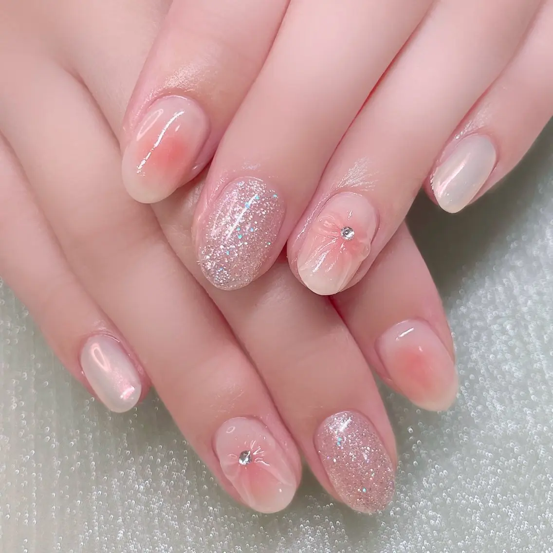 ネイル 長さ出し ストーンネイル ハンドネイル Nailist suzuのネイルデザイン