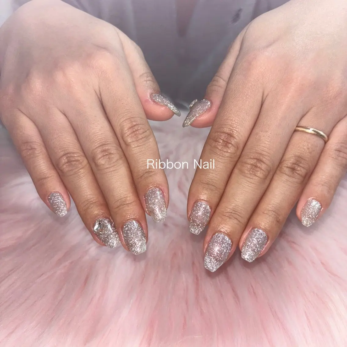 ネイル フラッシュネイル ハート 水色 Nail Ambra 小山のネイルデザイン