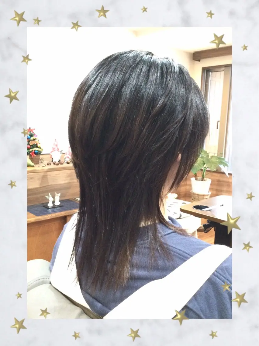 セミロング デザインカット Annon プライベートサロンのヘアスタイル