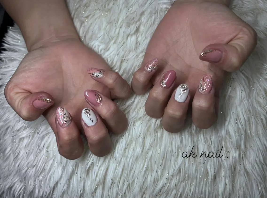 ショート ネイル ピンク ak nail .のネイルデザイン