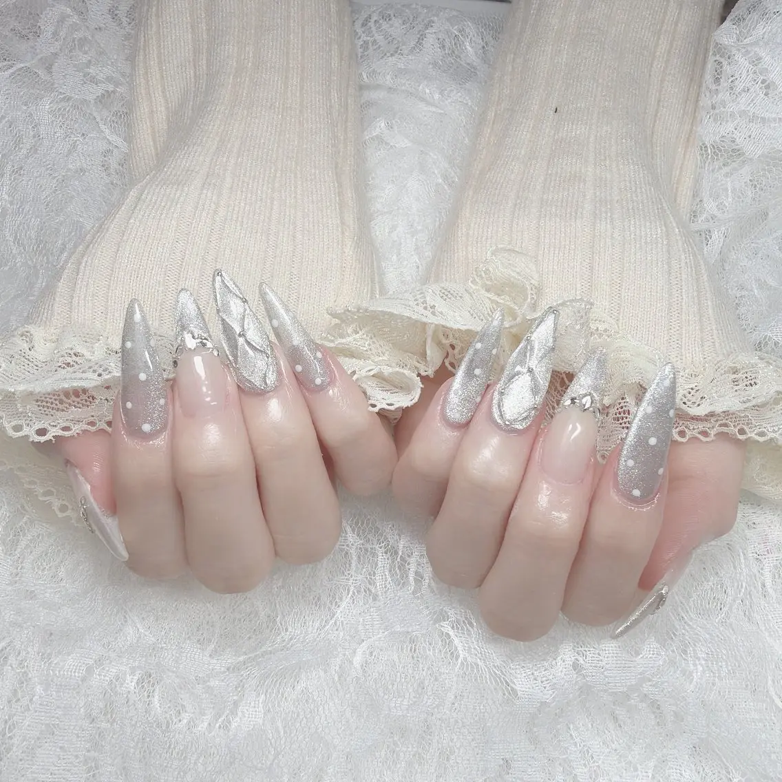 ネイル アートネイル ジェルネイル 韓国ネイル リボン ワンホンネイル ハンドネイル Lana Nailのネイルデザイン