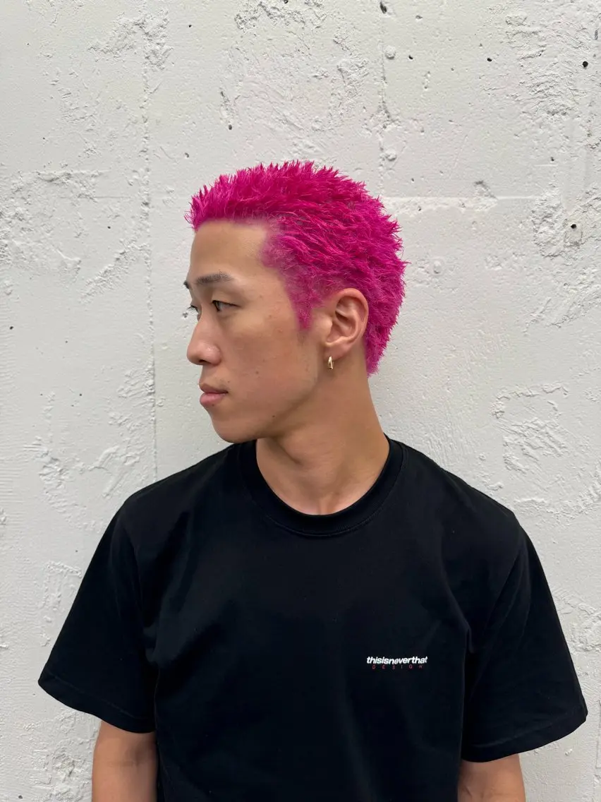 ショート カラー パーマ メンズ メンズパーマ ピンクカラー カット ヘアカラー パーマ 💈メンズ特化💈 TASUKUのヘアスタイル
