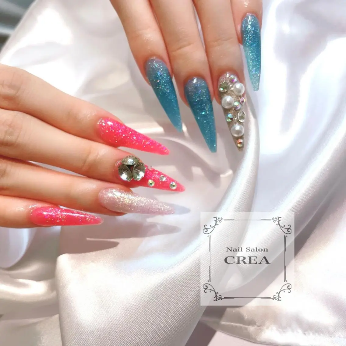 ロング ネイル ロング アートネイル ロングネイル スカルプネイル NailSalon CREAのネイルデザイン