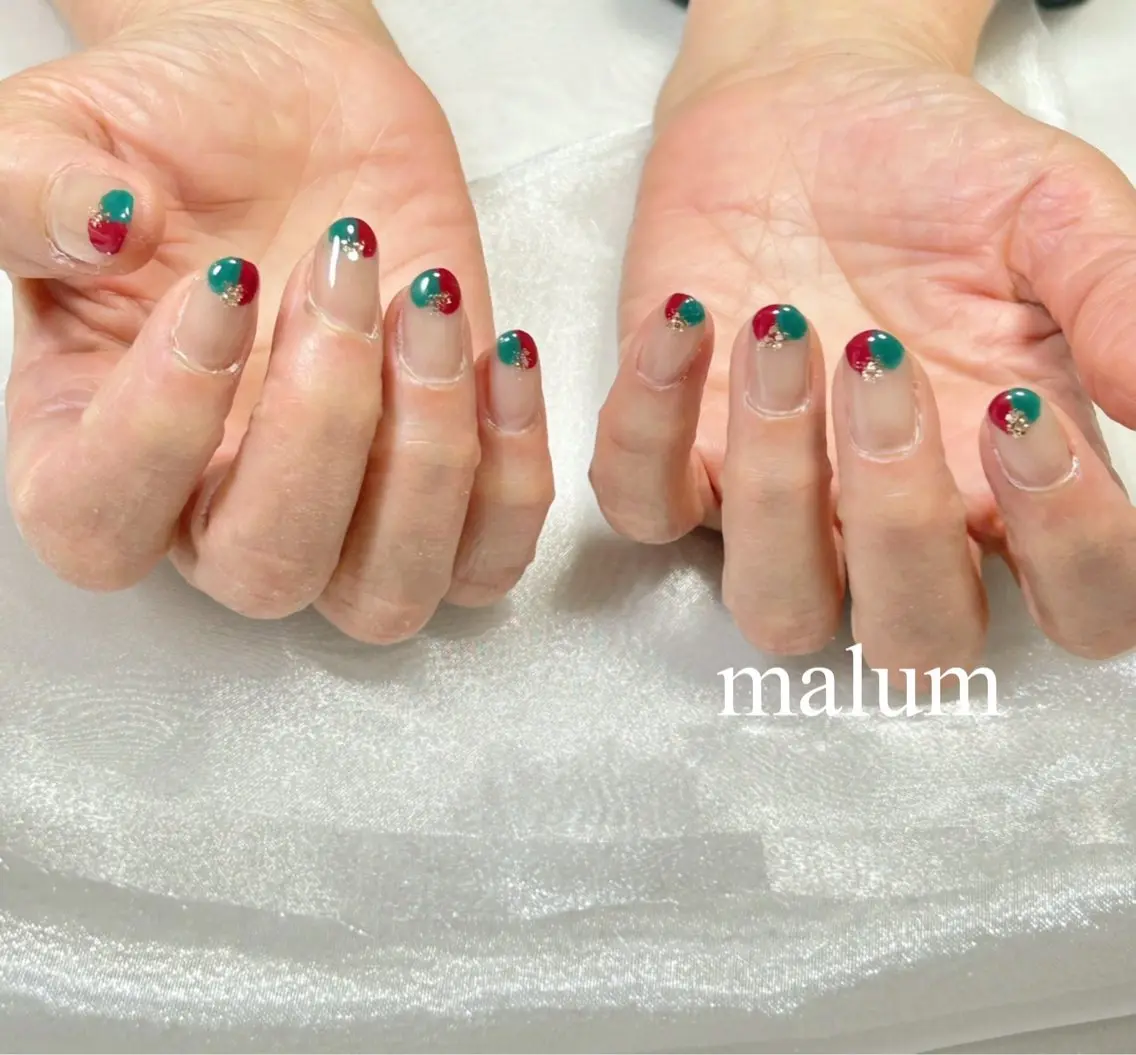 ネイル 冬ネイル クリスマス ハンドケア malum nailのネイルデザイン