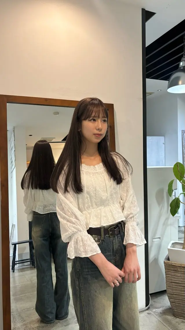 ロング カラー ベージュカラー ラベンダーカラー ラベンダーベージュ ひいろ パーマ/カットモデルのヘアスタイル